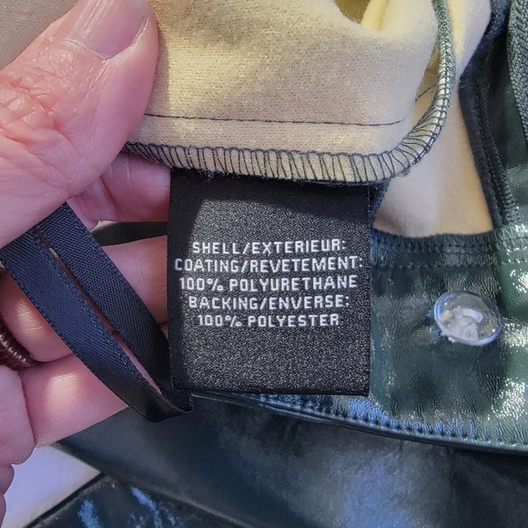 NWT 7 For All Mankind Faux Leather Cropped Wide Leg Shiny Green Pants Size M - Picture 11 of 14